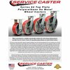 Service Caster 10'' Heavy Duty Red Poly on Cast Iron Caster Set with Brake and Swivel Lock, 4PK CRAN-SCC-KP92S1030-PUR-RS-SLB-BSL-4